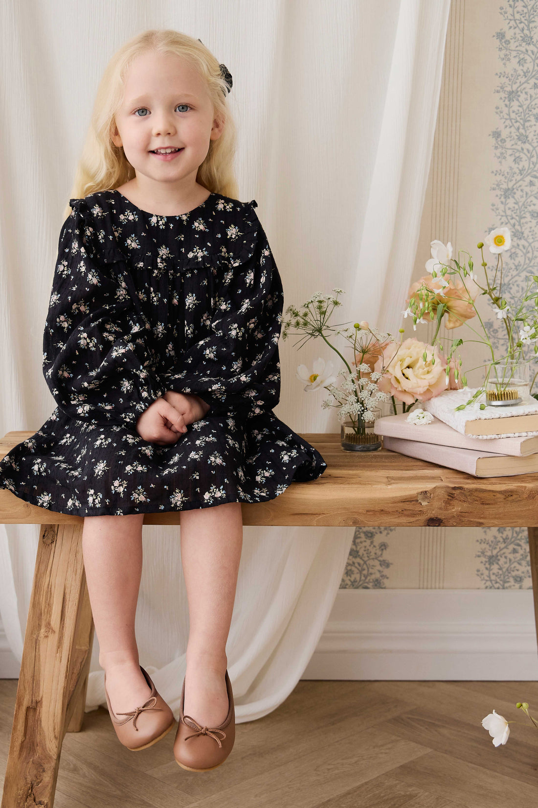 Organic Cotton Gianna Dress - Cassie Caviar Childrens Dress from Jamie Kay USA