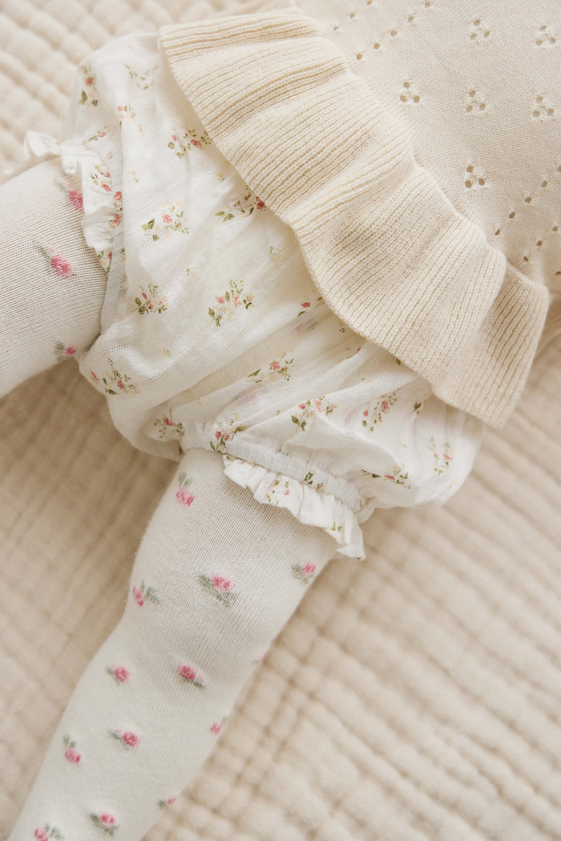 Organic Cotton Frill Bloomer - Josepha Egret Childrens Bloomer from Jamie Kay USA