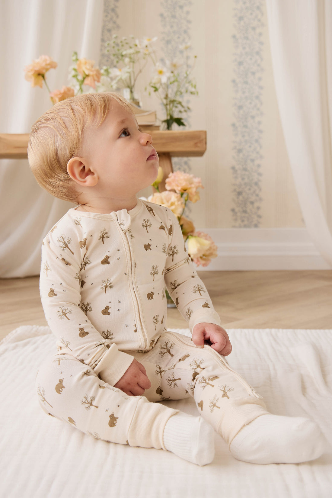Organic Cotton Jude Onepiece - Honey Bear Cloud Childrens Onepiece from Jamie Kay USA