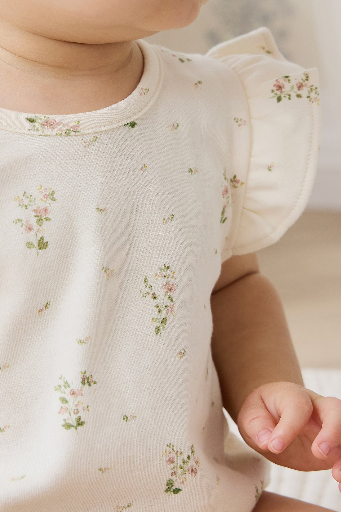Organic Cotton Adrienne Playsuit - Josepha Egret Small Childrens Playsuit from Jamie Kay USA