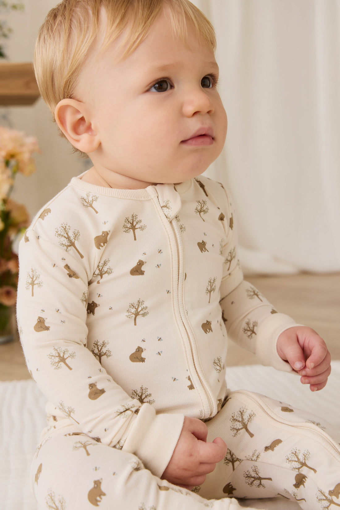 Organic Cotton Jude Onepiece - Honey Bear Cloud Childrens Onepiece from Jamie Kay USA