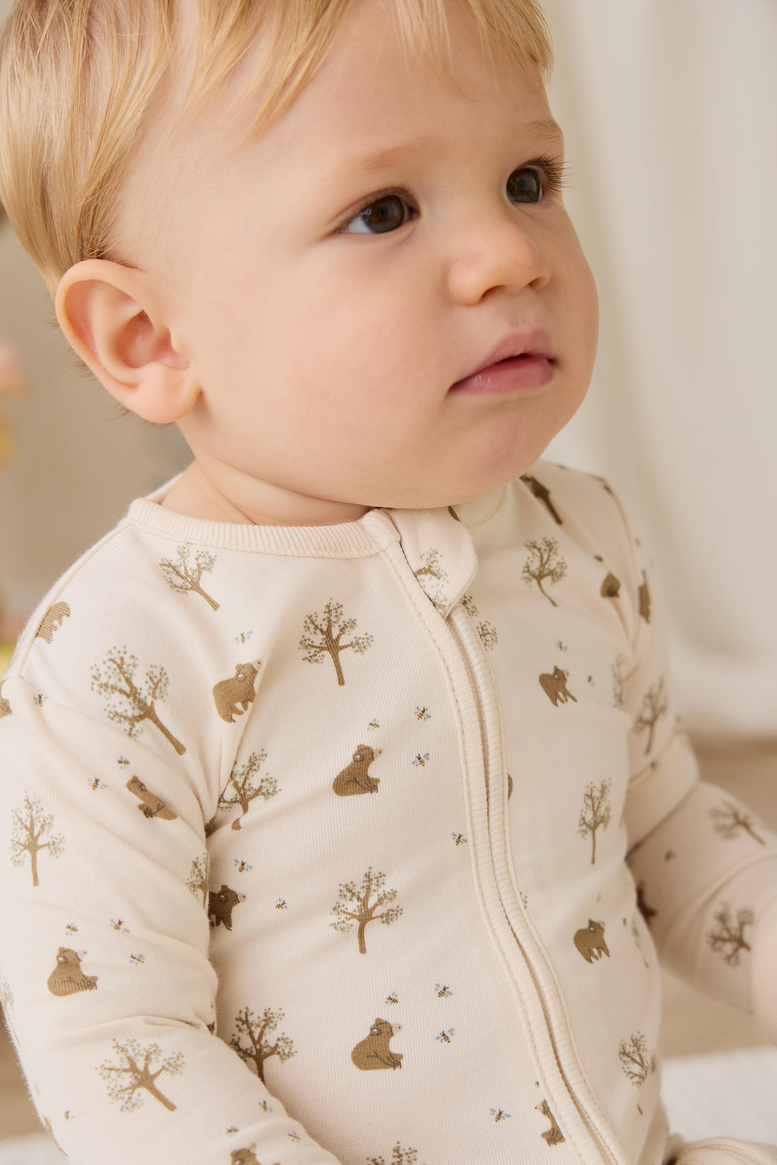 Organic Cotton Jude Onepiece - Honey Bear Cloud Childrens Onepiece from Jamie Kay USA