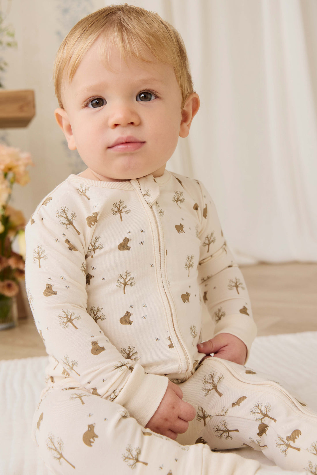 Organic Cotton Jude Onepiece - Honey Bear Cloud Childrens Onepiece from Jamie Kay USA