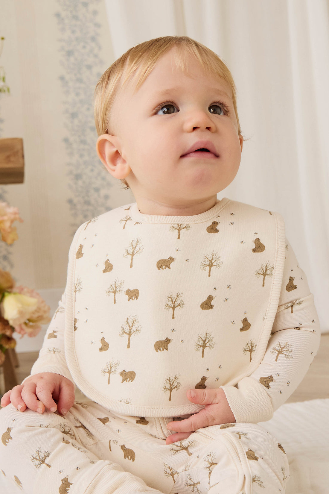 Organic Cotton Bib - Honey Bear Cloud Childrens Bib from Jamie Kay USA