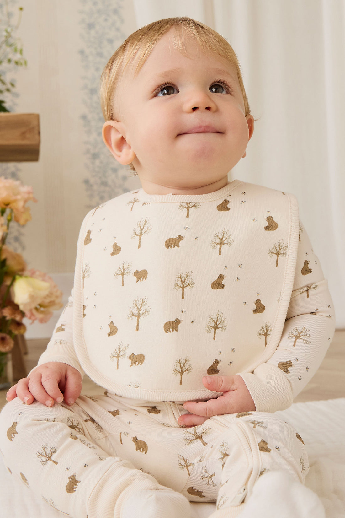 Organic Cotton Bib - Honey Bear Cloud Childrens Bib from Jamie Kay USA