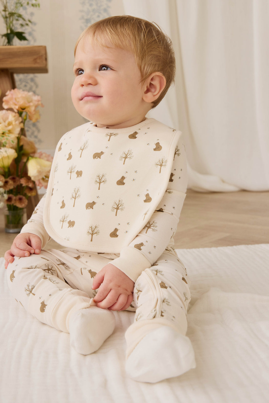 Organic Cotton Bib - Honey Bear Cloud Childrens Bib from Jamie Kay USA