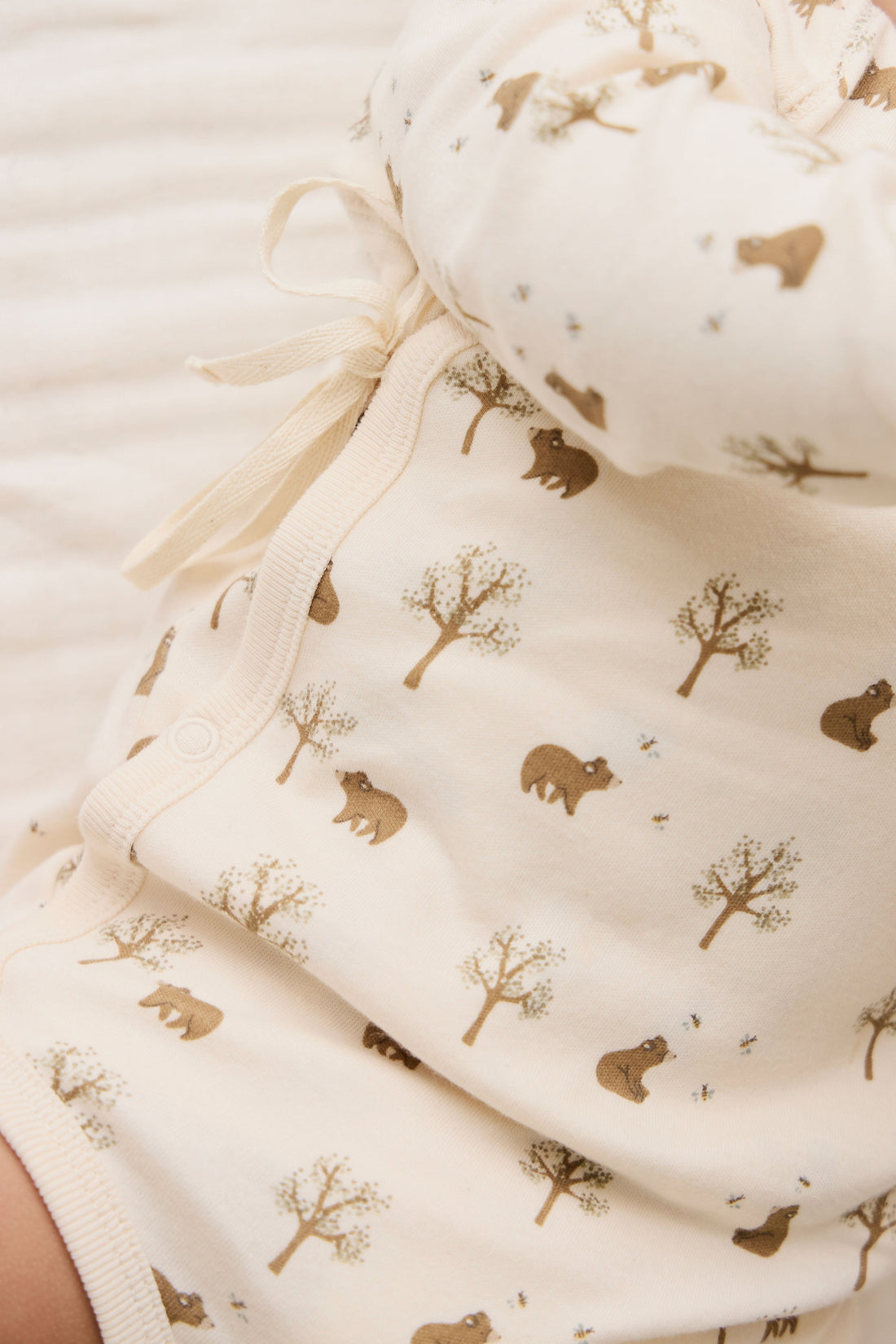 Organic Cotton Ames Wrap Long Sleeve Bodysuit - Honey Bear Cloud Childrens Bodysuit from Jamie Kay USA