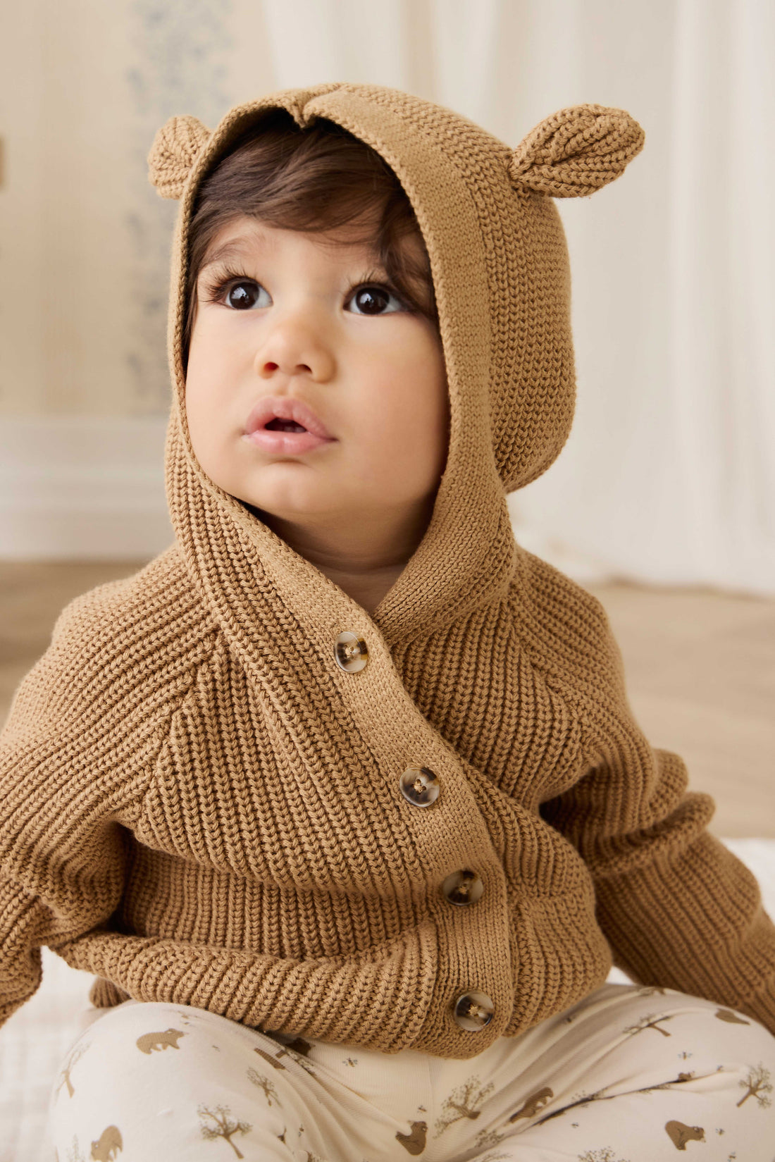 Bear Cardigan - Tawny Brown Childrens Cardigan from Jamie Kay USA
