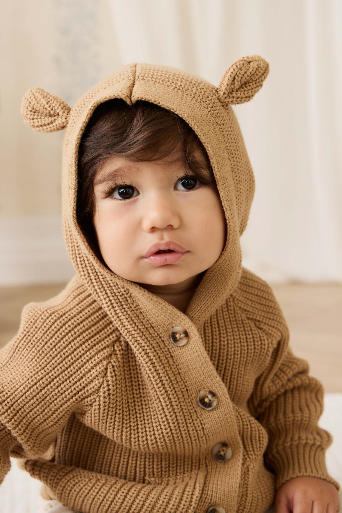 Bear Cardigan - Tawny Brown Childrens Cardigan from Jamie Kay USA