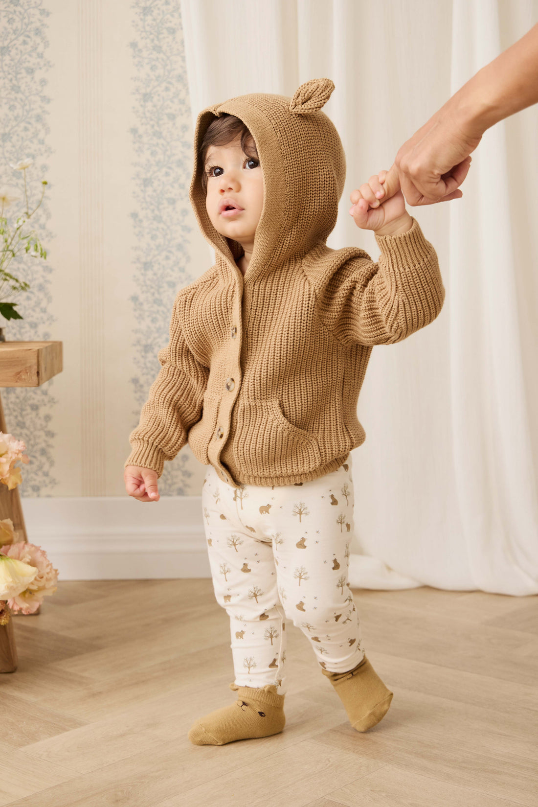 Bear Cardigan - Tawny Brown Childrens Cardigan from Jamie Kay USA