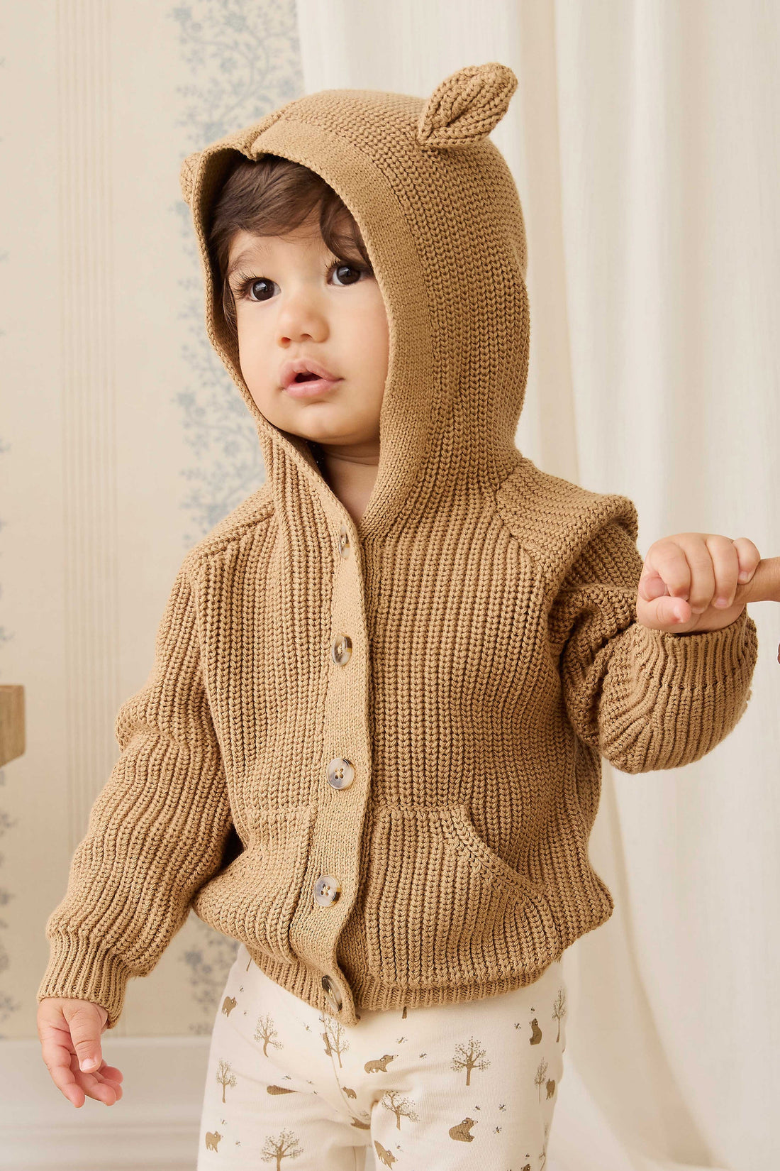 Bear Cardigan - Tawny Brown Childrens Cardigan from Jamie Kay USA