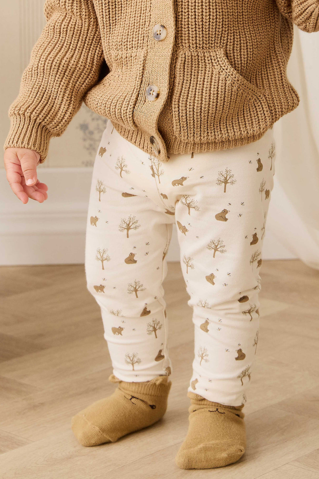 Organic Cotton Everyday Legging - Honey Bear Cloud Childrens Legging from Jamie Kay USA