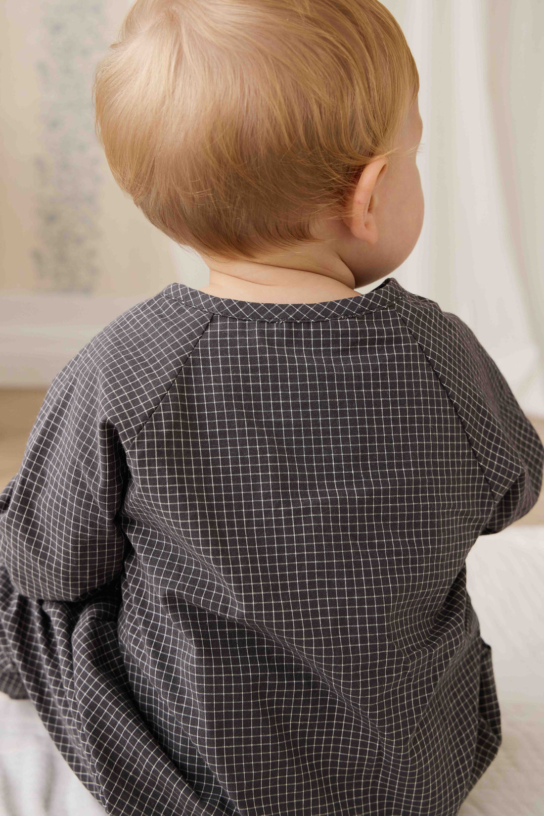Organic Cotton Milton Onepiece - Basalt Grid Childrens Onepiece from Jamie Kay USA