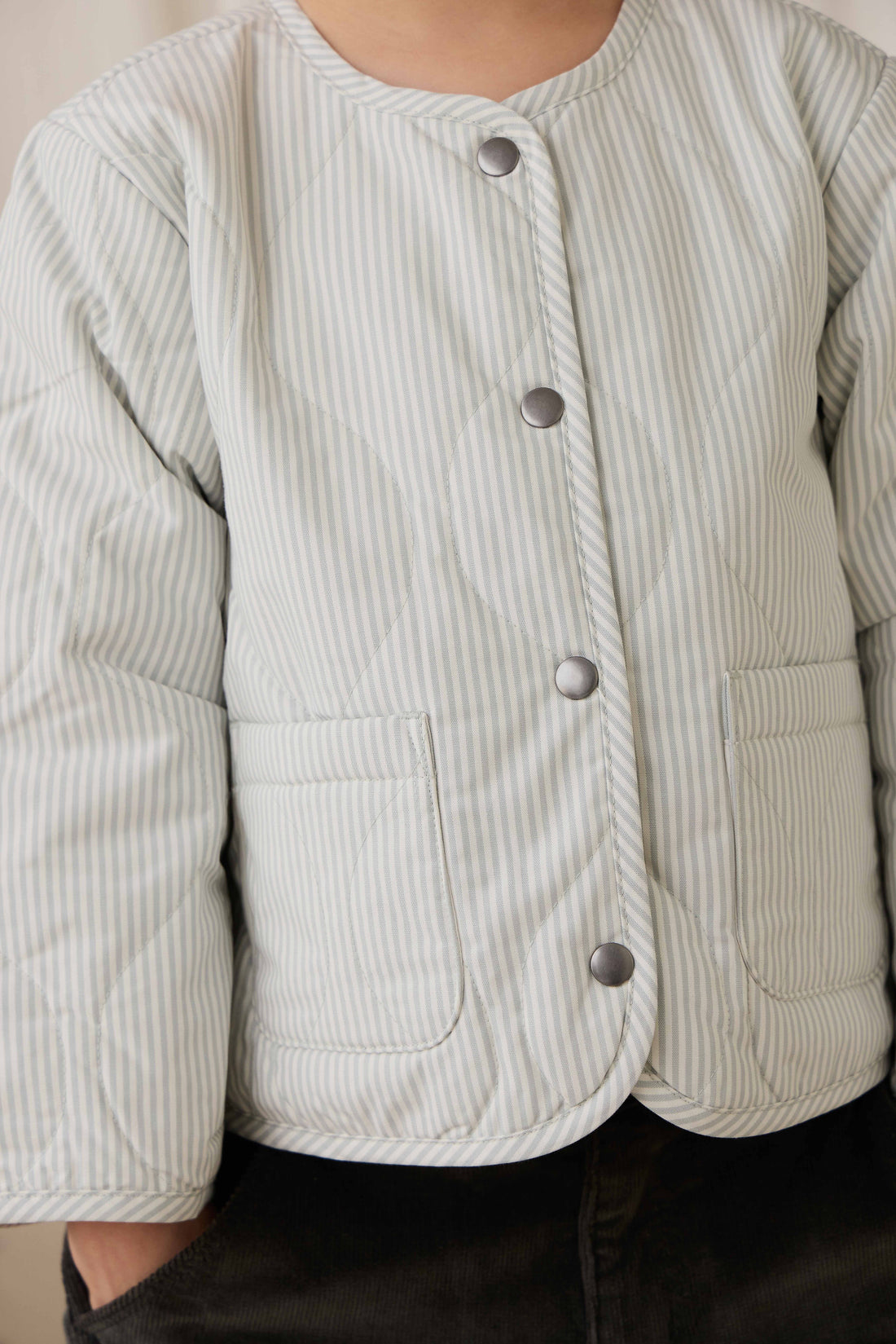 Elio Jacket - Fine Stripe Cloud/Bluegum Childrens Jacket from Jamie Kay USA