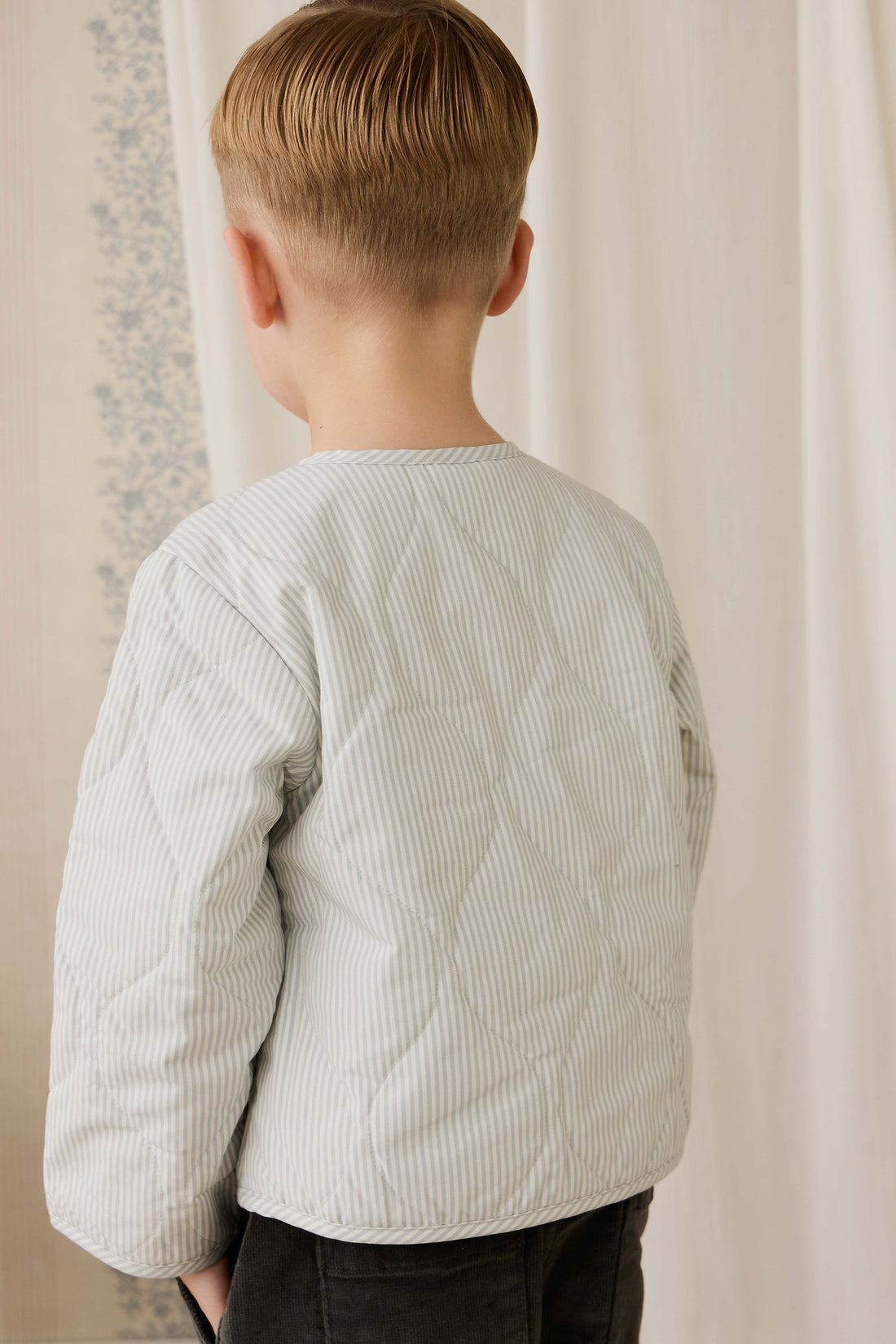 Elio Jacket - Fine Stripe Cloud/Bluegum Childrens Jacket from Jamie Kay USA
