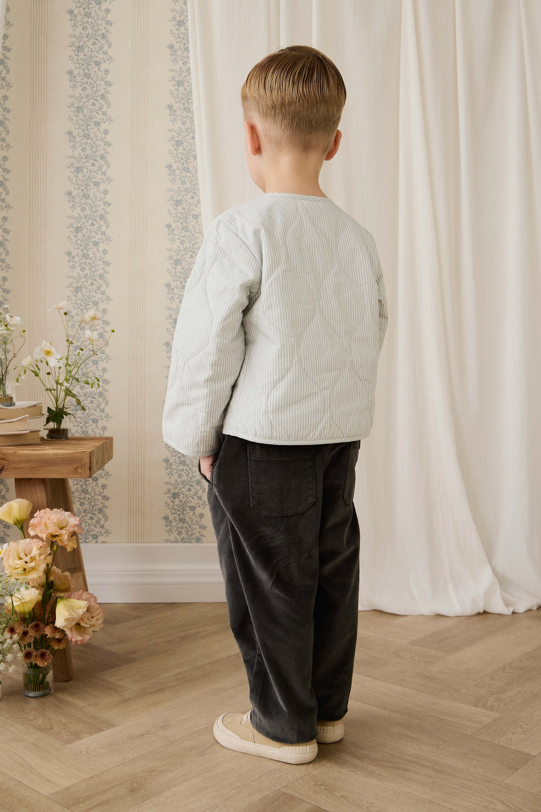 Elio Jacket - Fine Stripe Cloud/Bluegum Childrens Jacket from Jamie Kay USA