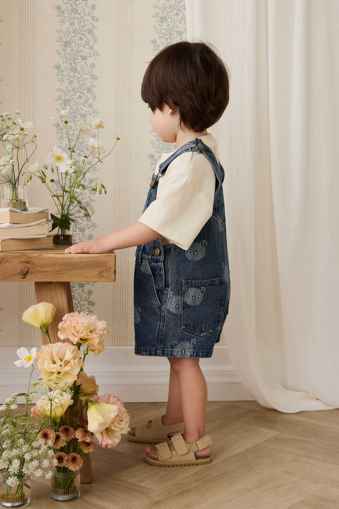 Fenix Short Overall - Teddy Face Denim Childrens Overall from Jamie Kay USA