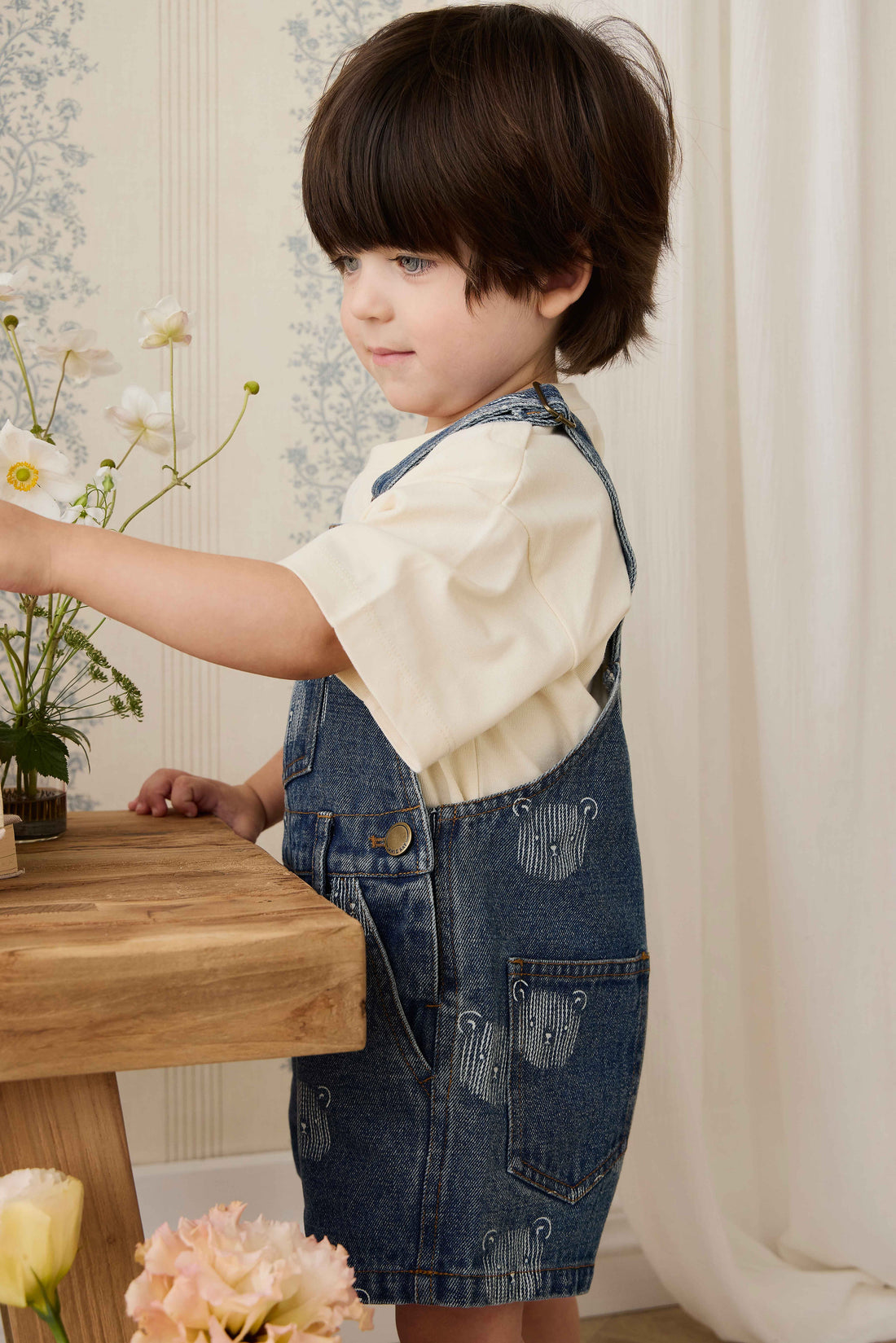 Fenix Short Overall - Teddy Face Denim Childrens Overall from Jamie Kay USA