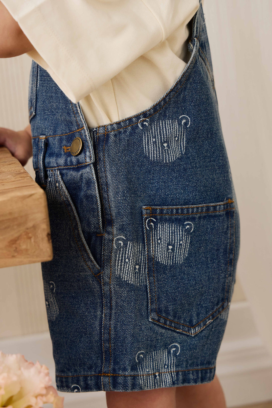 Fenix Short Overall - Teddy Face Denim Childrens Overall from Jamie Kay USA
