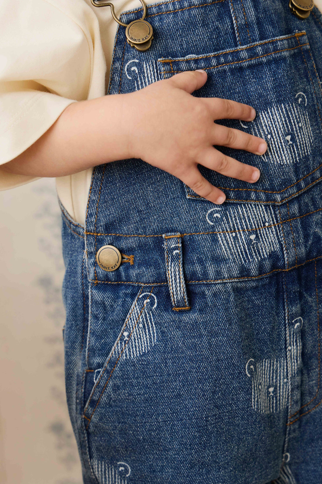 Fenix Short Overall - Teddy Face Denim Childrens Overall from Jamie Kay USA