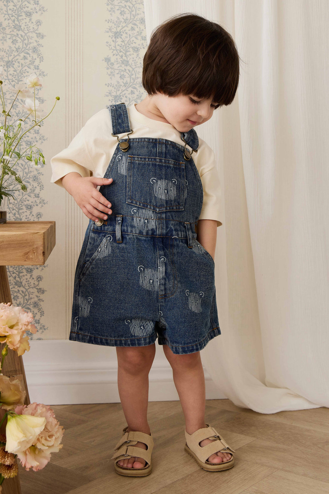 Fenix Short Overall - Teddy Face Denim Childrens Overall from Jamie Kay USA
