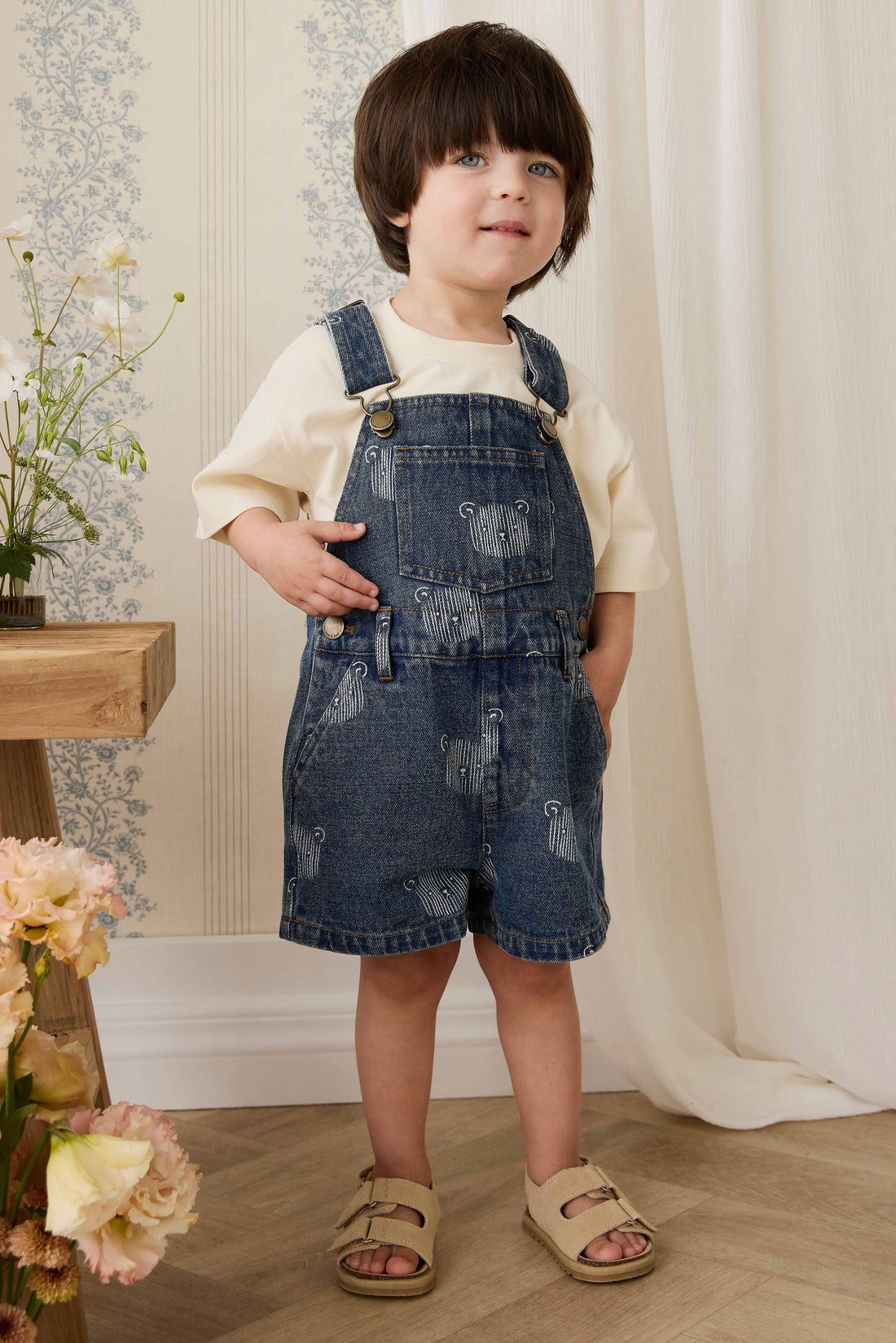 Fenix Short Overall - Teddy Face Denim Childrens Overall from Jamie Kay USA