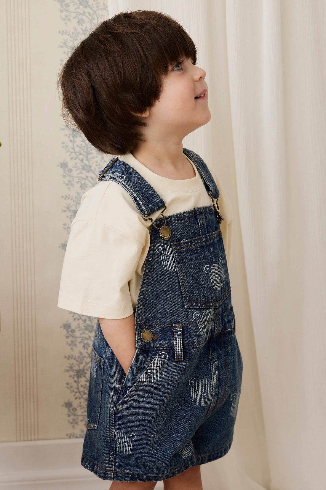 Fenix Short Overall - Teddy Face Denim Childrens Overall from Jamie Kay USA