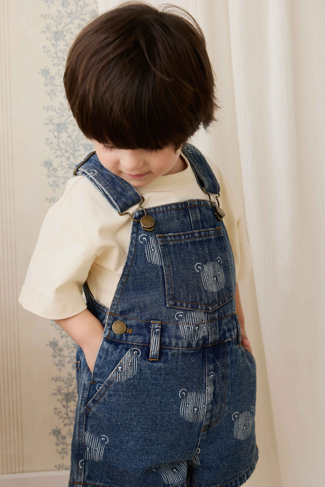 Fenix Short Overall - Teddy Face Denim Childrens Overall from Jamie Kay USA