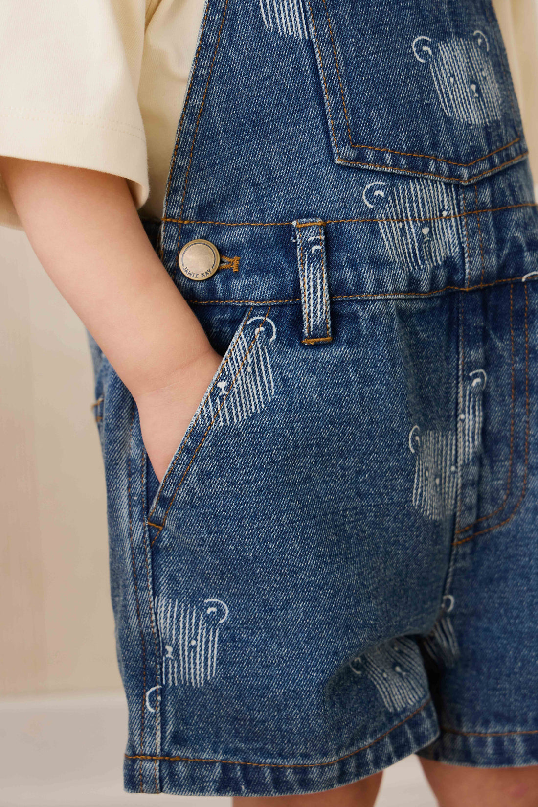 Fenix Short Overall - Teddy Face Denim Childrens Overall from Jamie Kay USA