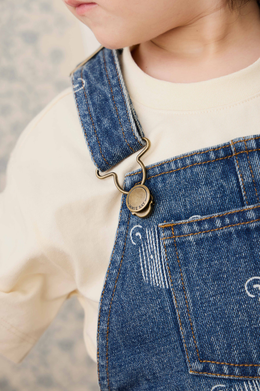 Fenix Short Overall - Teddy Face Denim Childrens Overall from Jamie Kay USA