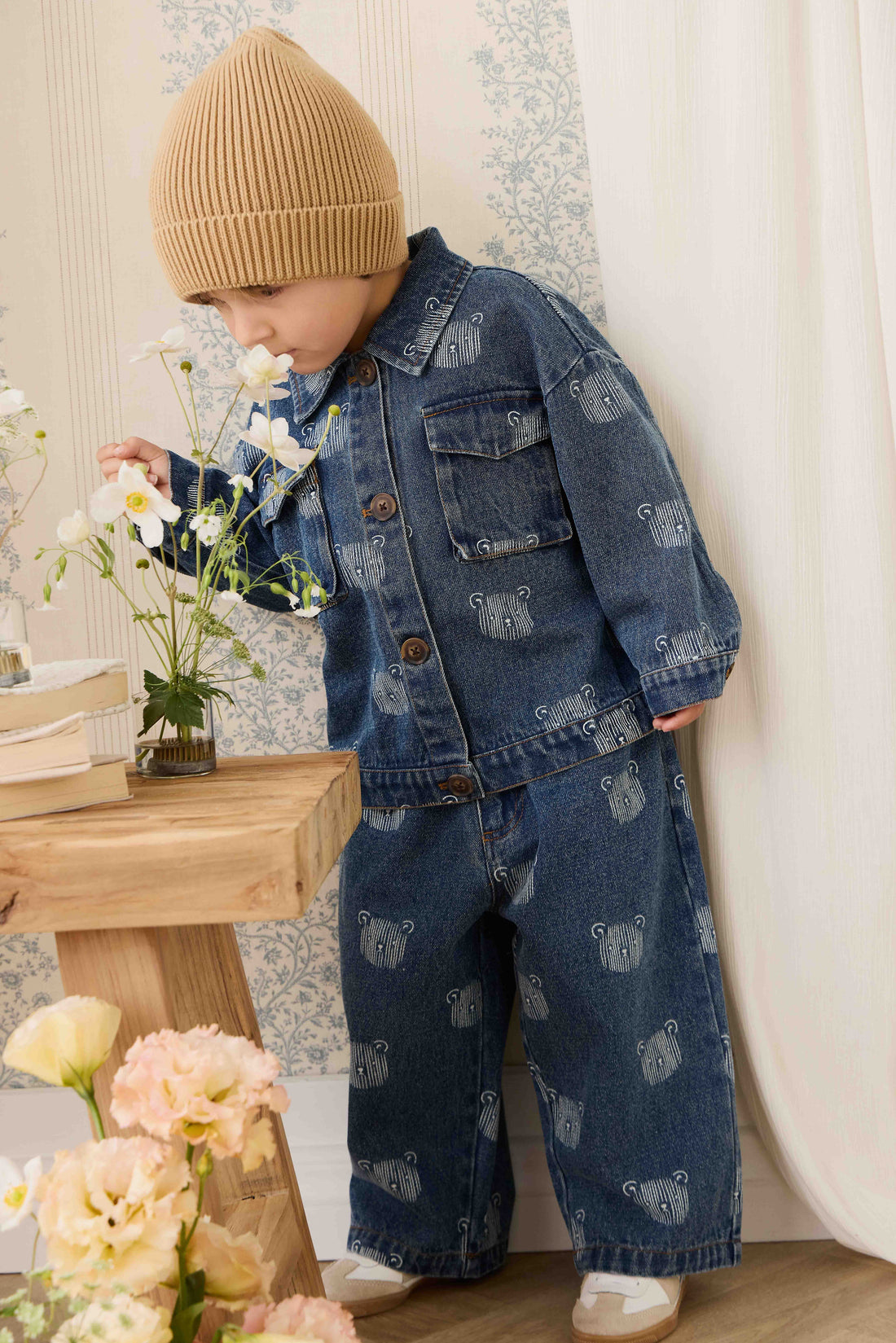 Linus Denim Pant - Teddy Face Denim Childrens Pant from Jamie Kay USA