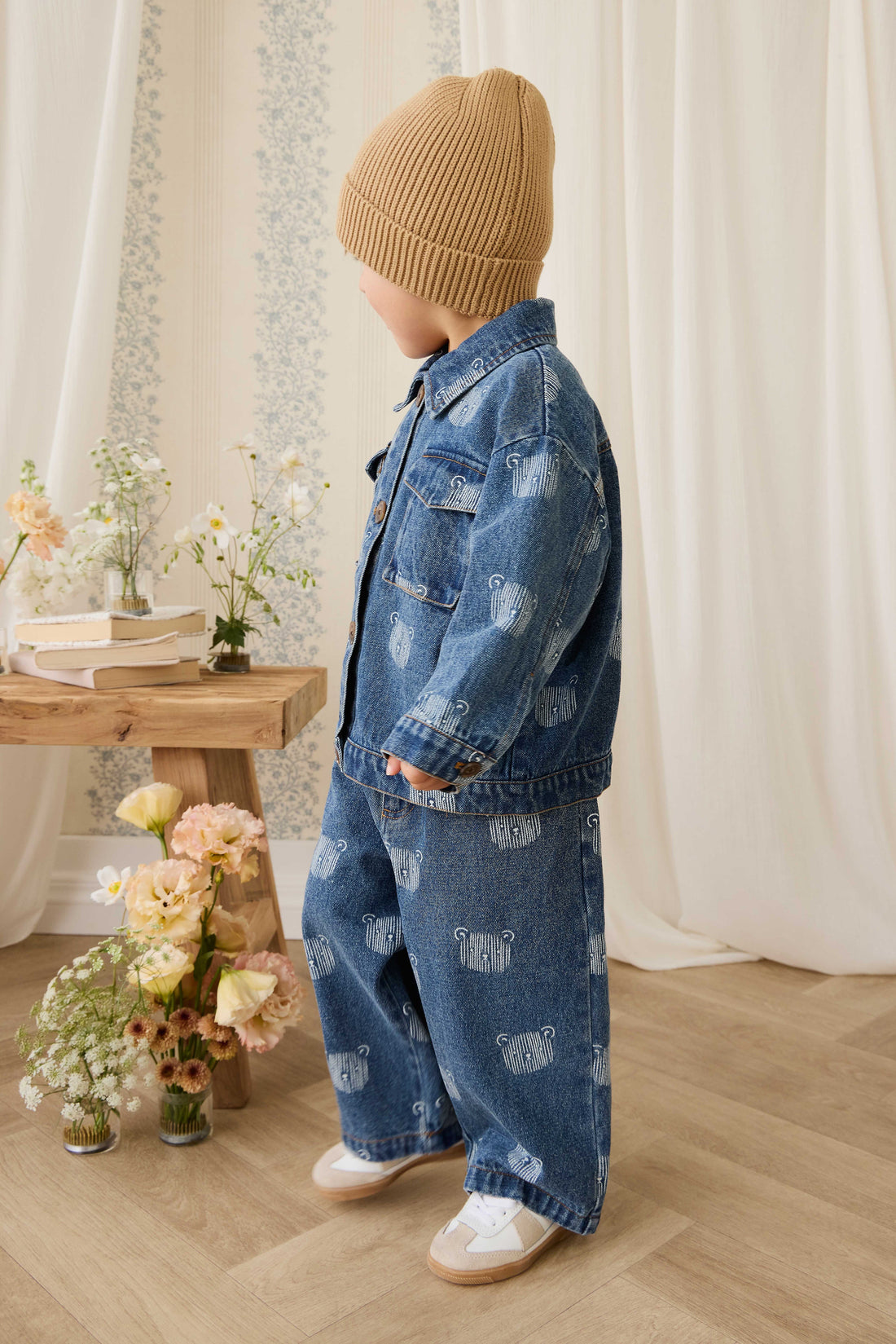 Linus Denim Pant - Teddy Face Denim Childrens Pant from Jamie Kay USA