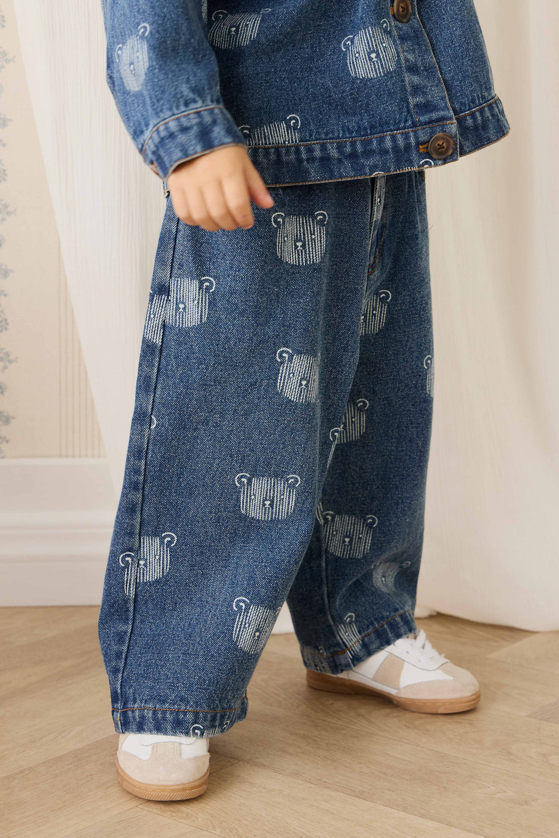 Linus Denim Pant - Teddy Face Denim Childrens Pant from Jamie Kay USA