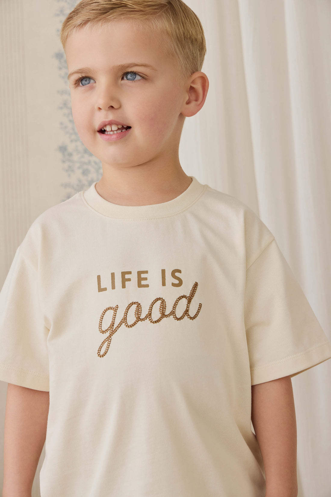 Organic Cotton Bjorn Tee - Cloud Life is Good Childrens Top from Jamie Kay USA