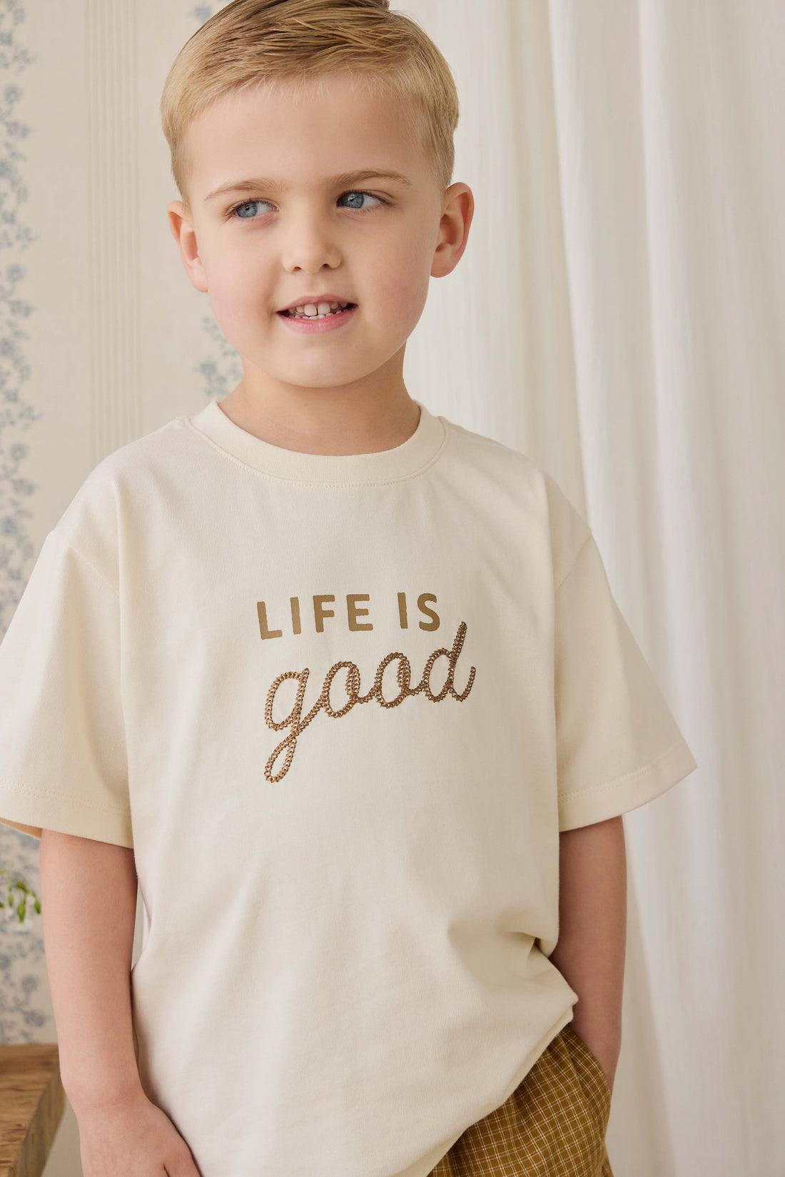 Organic Cotton Bjorn Tee - Cloud Life is Good Childrens Top from Jamie Kay USA