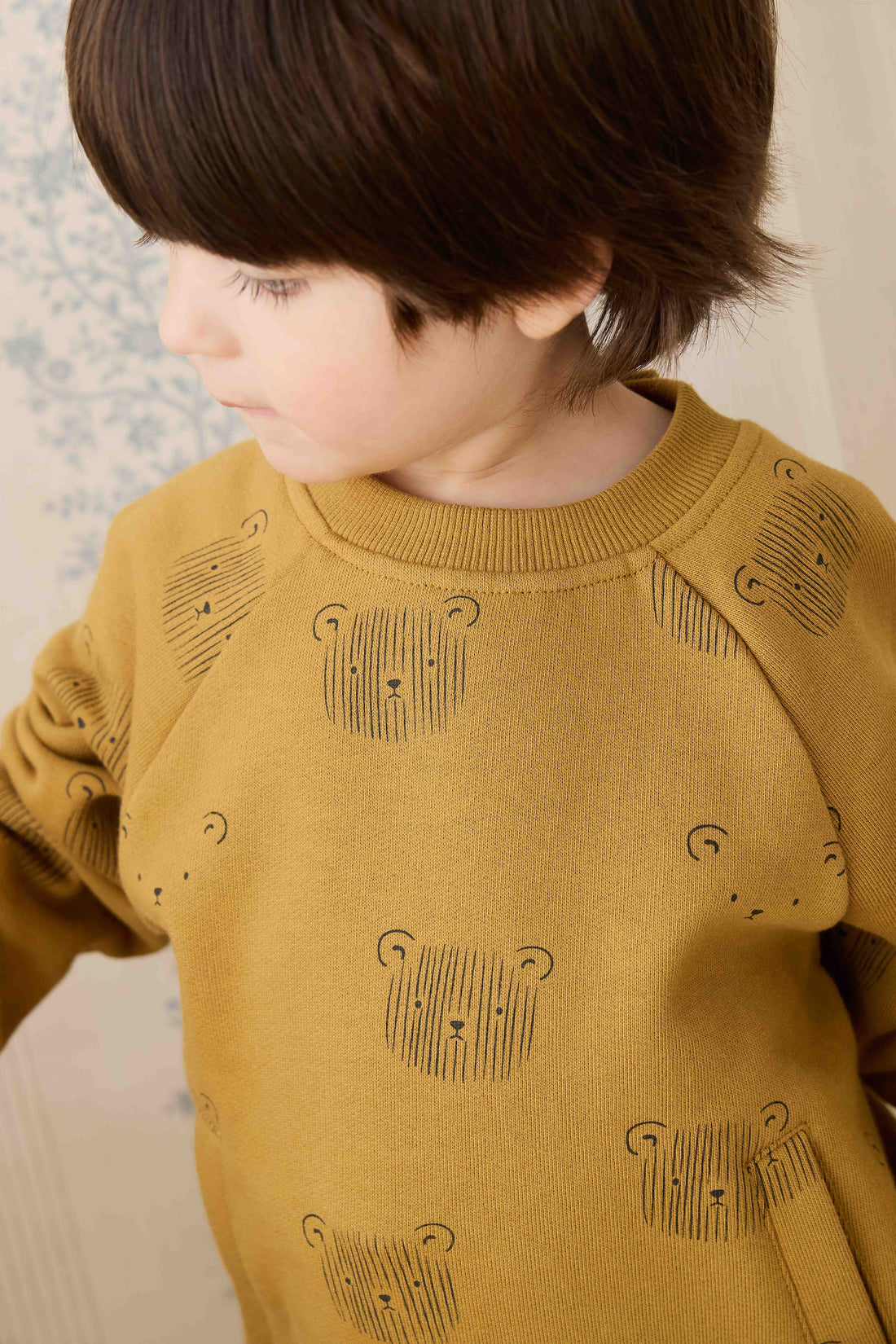Organic Cotton Henry Sweatshirt - Buckwheat Teddy Face Childrens Sweatshirt from Jamie Kay USA