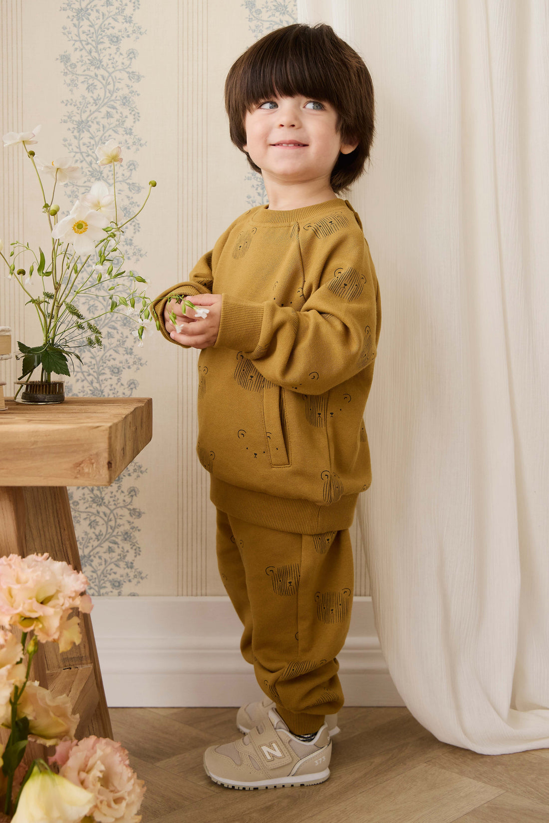 Organic Cotton Henry Sweatshirt - Buckwheat Teddy Face Childrens Sweatshirt from Jamie Kay USA