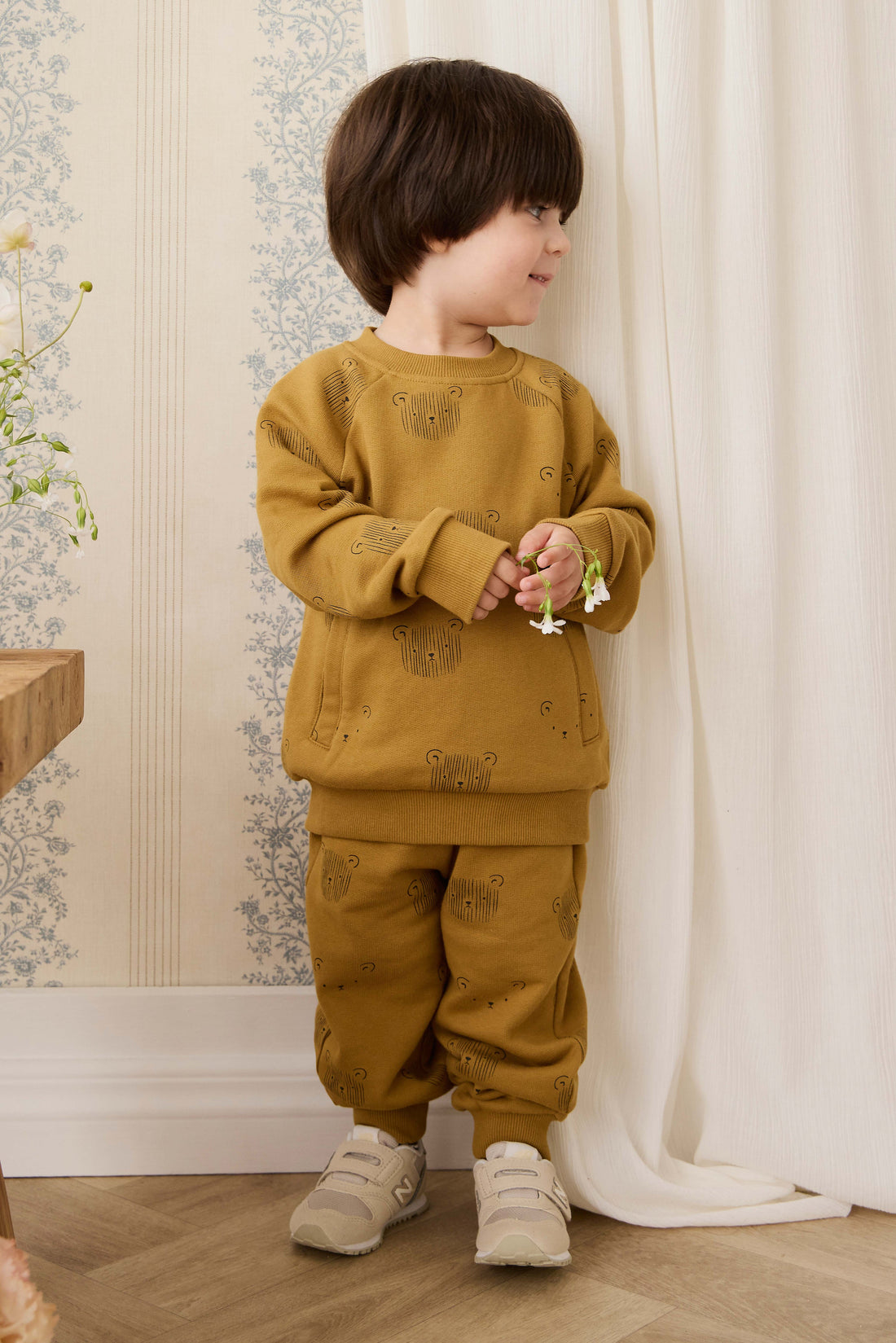 Organic Cotton Nash Track Pant - Buckwheat Teddy Face Childrens Pant from Jamie Kay USA