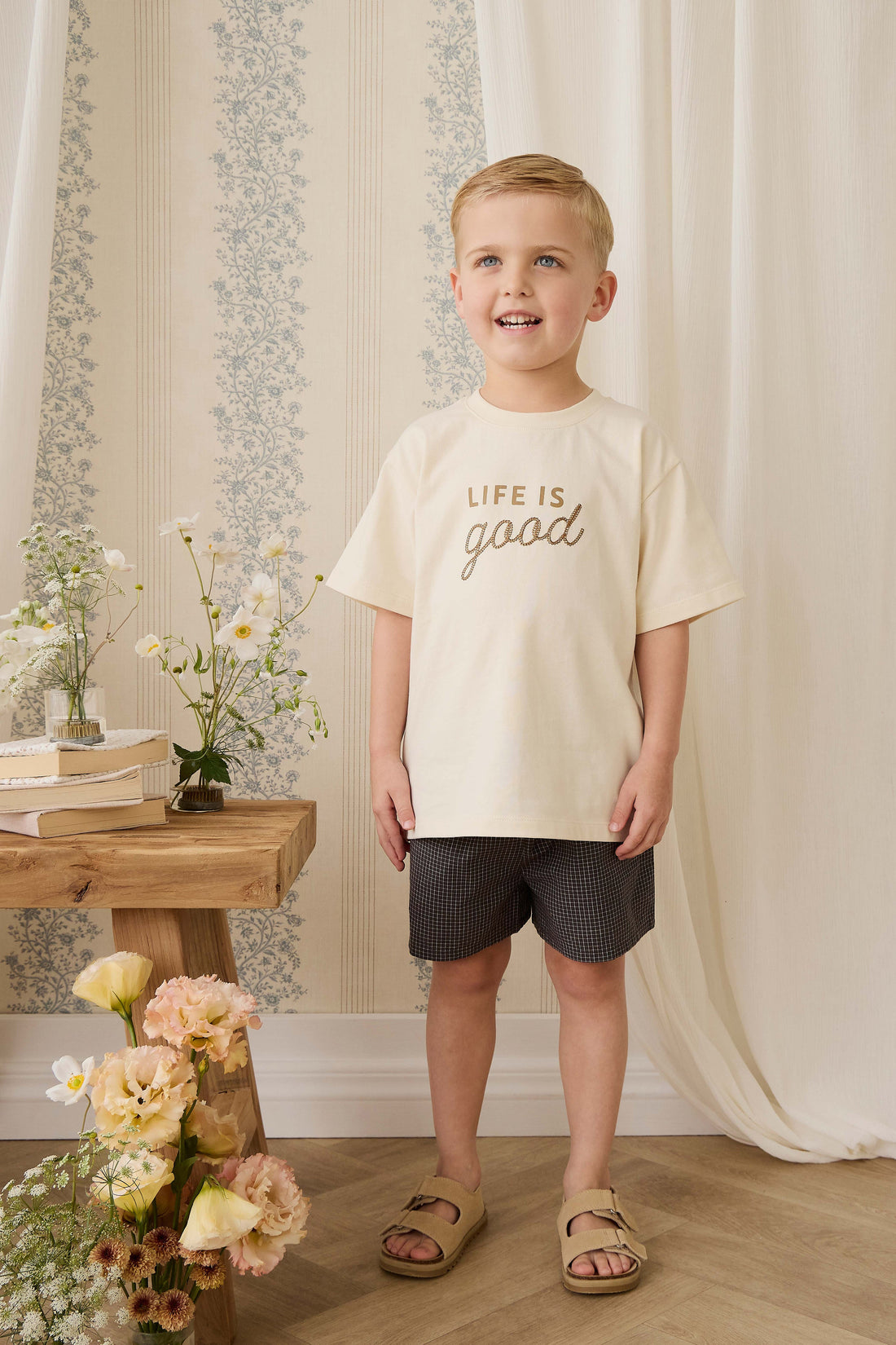 Organic Cotton Bjorn Tee - Cloud Life is Good Childrens Top from Jamie Kay USA