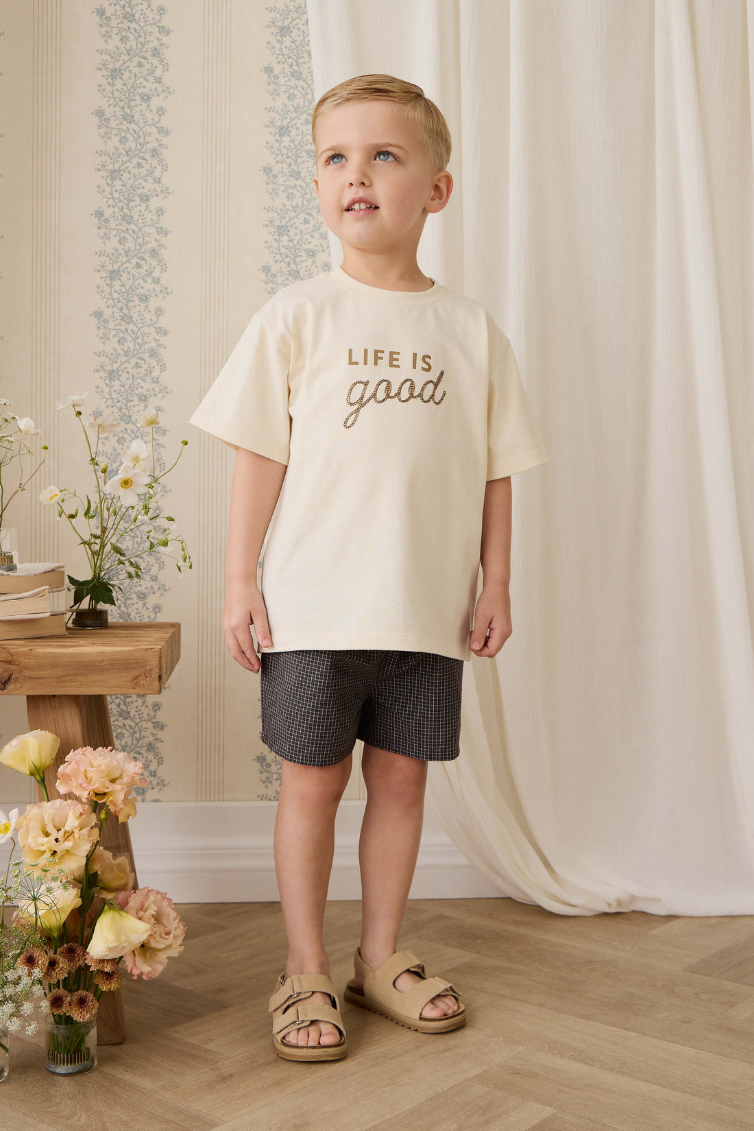 Organic Cotton Bjorn Tee - Cloud Life is Good Childrens Top from Jamie Kay USA