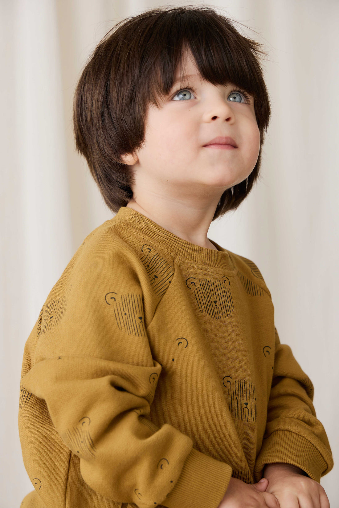 Organic Cotton Henry Sweatshirt - Buckwheat Teddy Face Childrens Sweatshirt from Jamie Kay USA