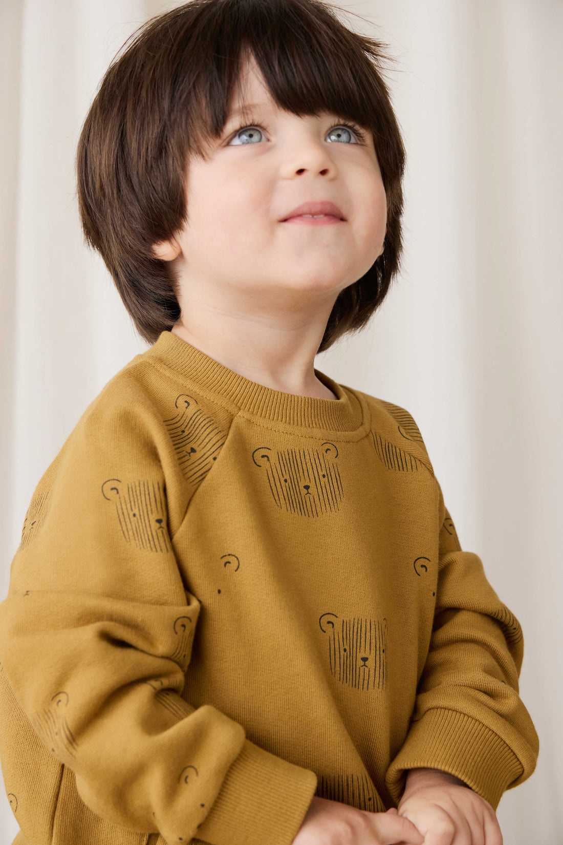 Organic Cotton Henry Sweatshirt - Buckwheat Teddy Face Childrens Sweatshirt from Jamie Kay USA