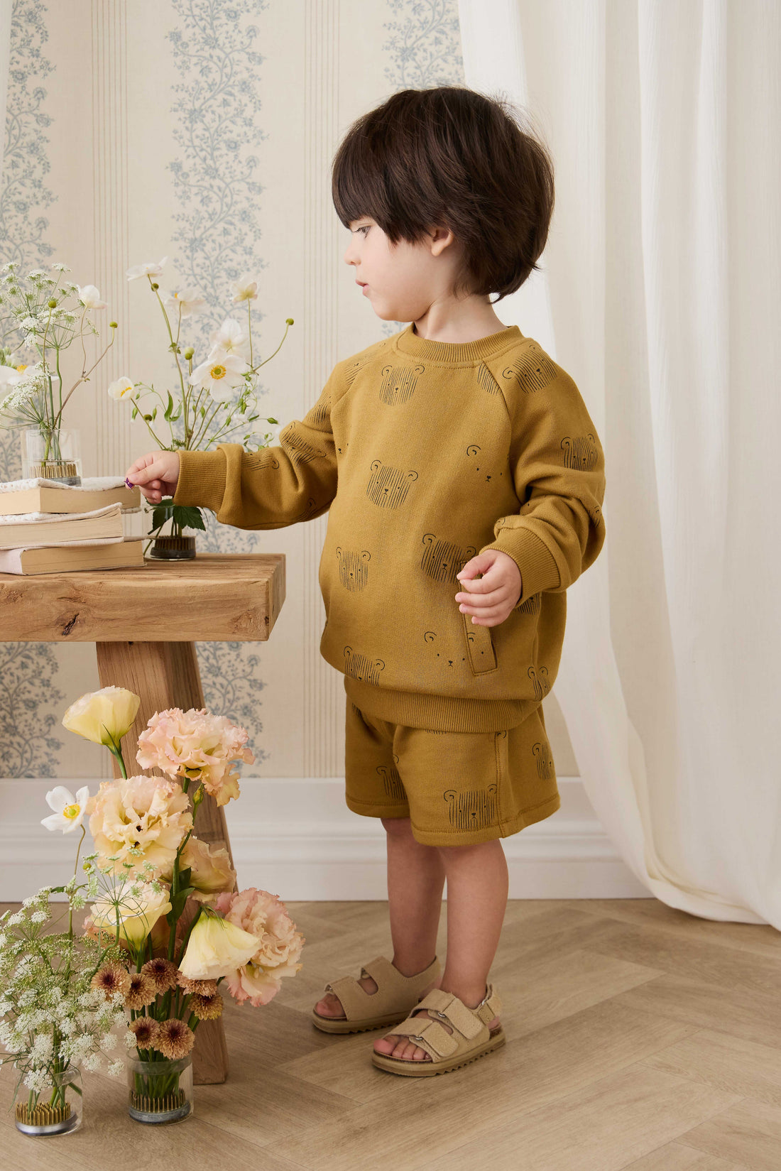 Organic Cotton Henry Sweatshirt - Buckwheat Teddy Face Childrens Sweatshirt from Jamie Kay USA