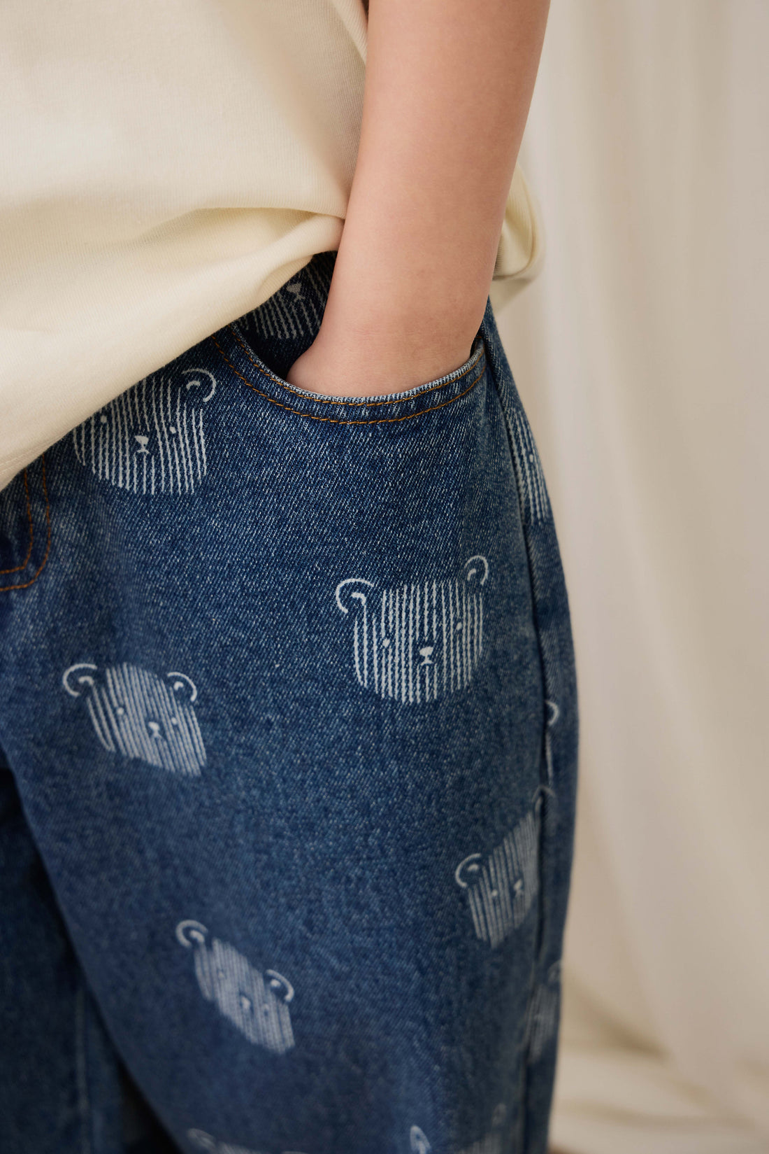 Linus Denim Pant - Teddy Face Denim Childrens Pant from Jamie Kay USA