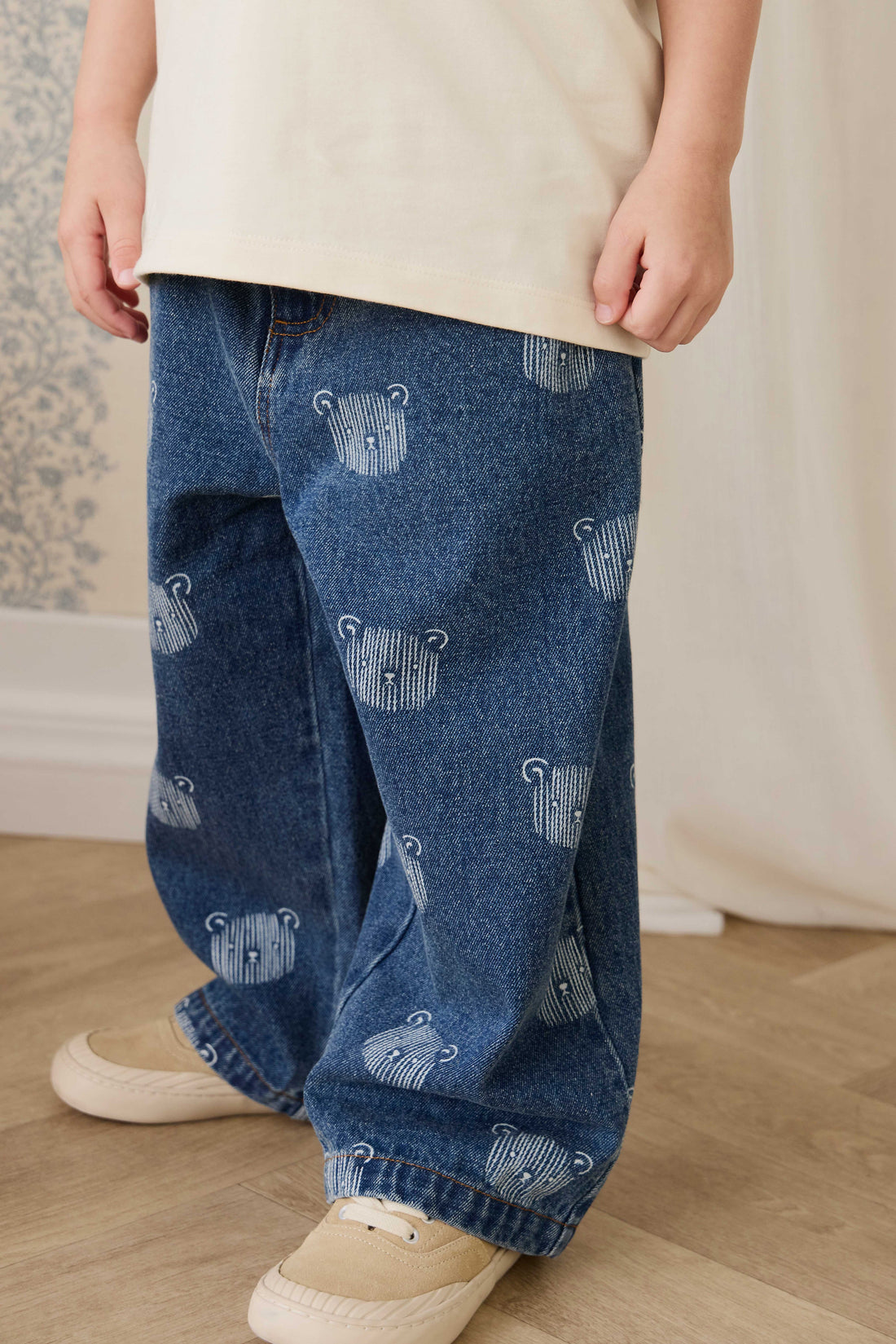 Linus Denim Pant - Teddy Face Denim Childrens Pant from Jamie Kay USA