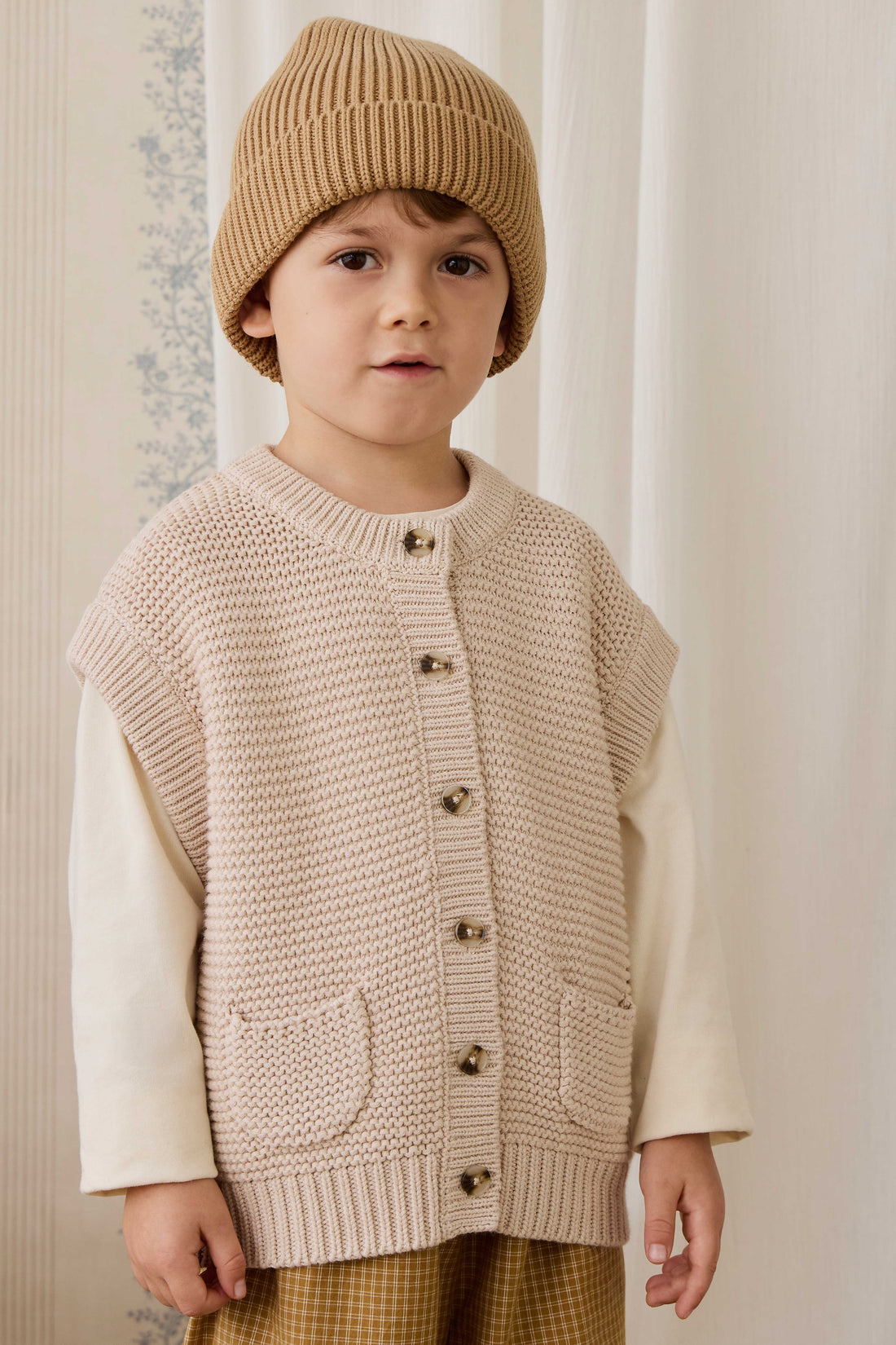 Rome Knit Vest - Oat Marle Childrens Vest from Jamie Kay USA