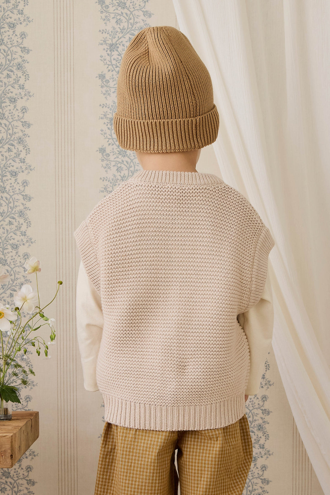 Organic Cotton Kenji Pant - Windowpane Check Buckwheat Childrens Pant from Jamie Kay USA