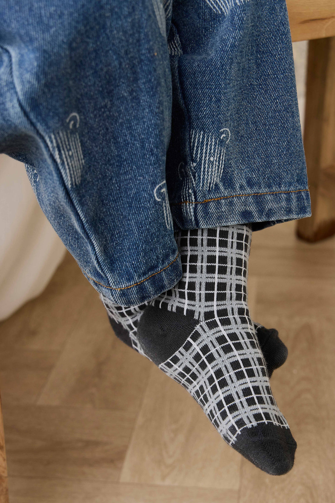 William Socks - Tattersalls Check Basalt Childrens Socks from Jamie Kay USA