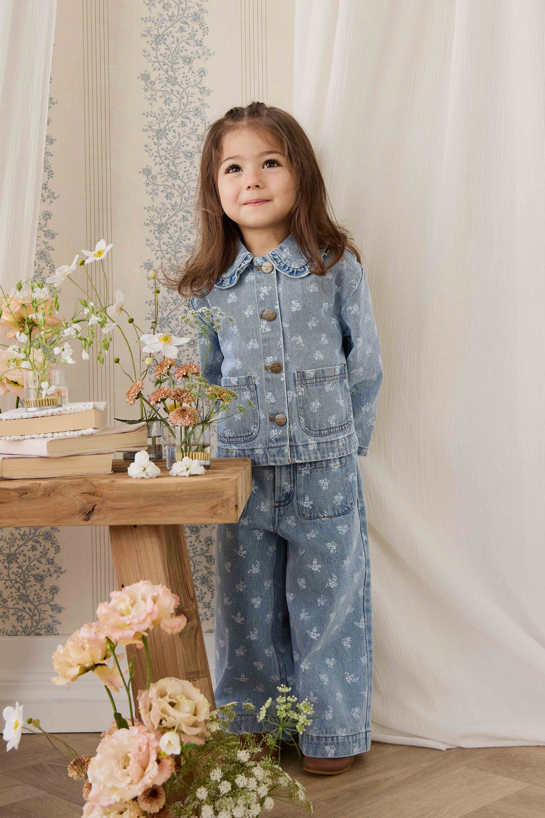 Malani Jacket - Tully Floral Denim Childrens Jacket from Jamie Kay USA