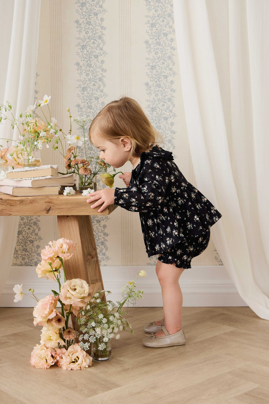 Organic Cotton Frill Bloomer - Cassie Caviar Childrens Bloomer from Jamie Kay USA